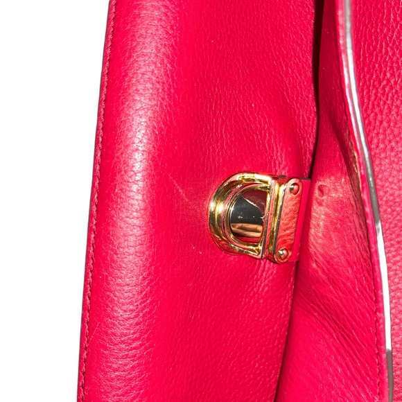 Henri Bendel New York red pebble leather shoulder bag chain purse - Picture 6 of 7